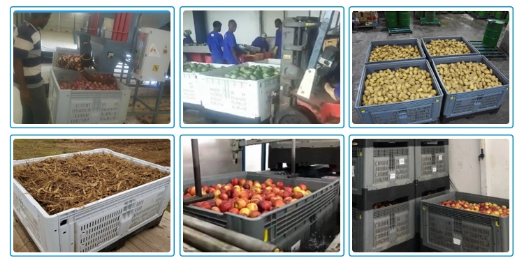 Foldable large storage HDPE plastic container vented pallet box for sale