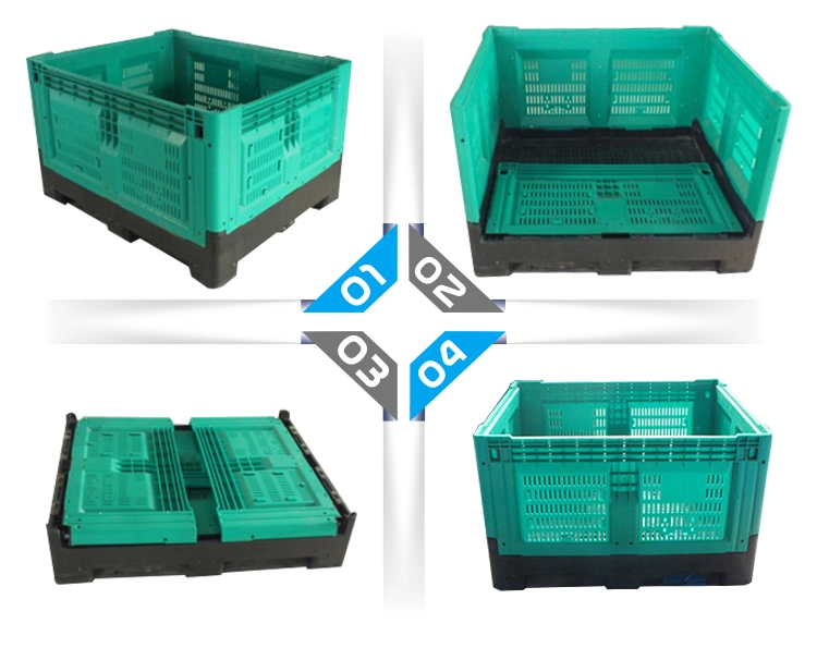Foldable large storage HDPE plastic container vented pallet box for sale