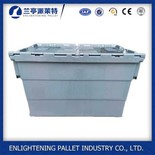 50 এল প্লাস্টিক মুভিং স্টোরেজ বিন সংযুক্ত id াকনা স্ট্যাকেবল ধারক