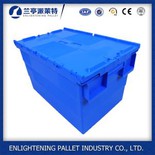 Hinged ঢাকনা সহ 85L প্লাস্টিক স্ট্যাকেবল এবং নেস্টেবল চলন্ত ধারক